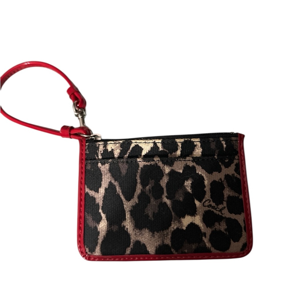 Coach Red and Black Leopard Print Wristlet cute no call outs new
